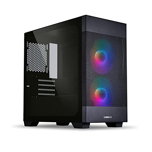 LIAN LI High Airflow Micro ATX PC Case, RGB Gaming Computer Case, Mesh Front Panel Mid-Tower Chassis with 2x140mm ARGB PWM Fans Pre-Installed, Tempered Glass Side Panel (LANCOOL 205M MESH, Black)