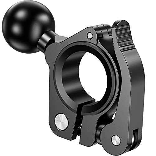 BRCOVAN Aluminum Alloy Handlebar Clamp Mount Base with 1'' TPU Ball for Rail Diameter 0.5'' 0.87'' 1'' 1.26'', Compatible with RAM Mounts B Size 1 Inch Ball Double Socket Arm, Tool-Less Installation