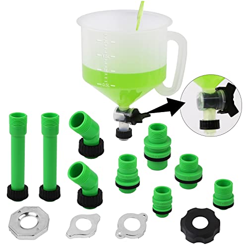 SWANLAKE No-Spill Coolant Funnel Kit,Spill Proof Funnel Bleeder with Adapters.Universal Fitment15Pcs.