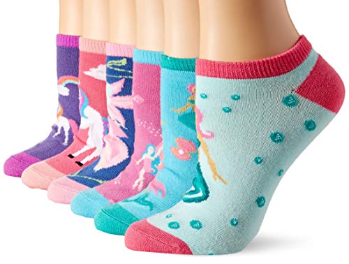 K. Bell Socks Women's 6 Pair Pack Fun Animals Novelty Low Cut No Show Socks, Mythical Creatures (Blue Assorted), Shoe Size: 4-10