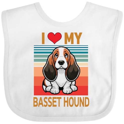 inktastic I Love My Basset Hound Dog Baby Bib White 431d4