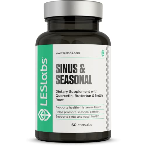 LES Labs Sinus & Seasonal – Sinus Relief, Nasal Health, Balanced Histamine Response, Clear Lungs & Respiratory Health – Butterbur, Quercetin, Nettle Root & Bromelain – Non-GMO Supplement – 60 Capsules