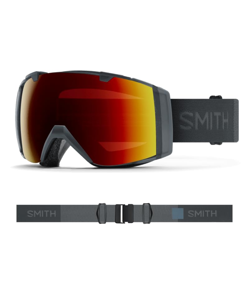 SMITH Unisex Adult I/O Snow Sport Goggle - Slate Frame | ChromaPop Sun Red Mirror Lens + Replacement Low Light Lens