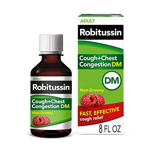 Robitussin Cough and Chest Congestion DM, Cough Suppressant and Expectorant, Raspberry Flavor - 8 Fl Oz Bottle