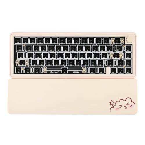 EPOMAKER CIDOO Nebula 65% VIA-programmable Mechanical Keyboard DIY Kit, Bluetooth/2.4Ghz/ Type-C Barebones Kit with Rotary Knob, Pre-Assembled, 3000mAh Battery, RGB Backlight for Win/Mac (Pink)
