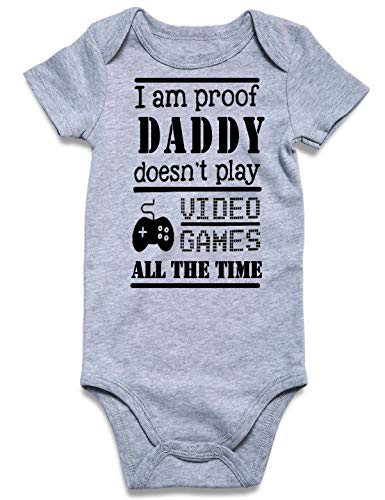 Loveternal Baby Boys I'm Proof Daddy Doesn't Play Video Games All The Time Cute One-Piece 6-12 Months Baby Girls RomperToddler Cotton Outfits Summer Clothes Gender Neutral Jumpsuit