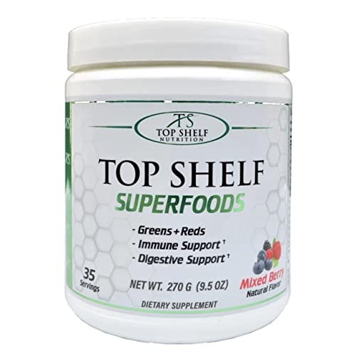 Top Shelf Superfoods Non-GMO Superfoods Powder 30 Fruits & Vegetables + Digestive Enzymes/Probiotics