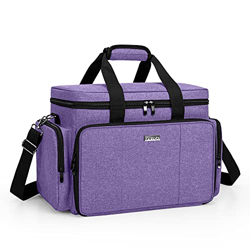 BAFASO Large Makeup Bag Cosmetic Bag with Removable Dividers, Travel Makeup Case Holds Cosmetics and Hair Supplies, Purple