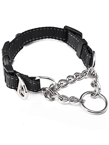 Mighty Paw Martingale Dog Collar 2.0 | Trainer Approved Limited Slip Collar with Stainless Steel Chain & Heavy Duty Buckle - Modified Cinch Collar for Gentle & Effective Pet Training - Large, Black