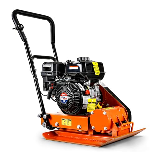SuperHandy Plate Compactor - 7HP 4-Stroke Gas Engine, 5500VPM, 4200lbs Impact, 20x15 Inch Base - Ideal for Asphalt, Sand, Slopes