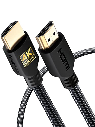 PowerBear 4K HDMI Cable 3 ft | High Speed Hdmi Cables, Braided Nylon & Gold Connectors, 4K @ 60Hz, Ultra HD, 2K, 1080P, ARC & CL3 Rated | for Laptop, Monitor, PS5, PS4, Xbox One, Fire TV, & More