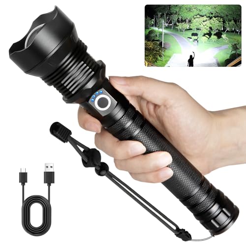 Alicegirl Rechargeable High Lumen Flashlight, 990,000 Lumens Super Bright Led Flashlights with 5 Modes & 18H Run Time, Waterproof Handheld Flash Light for Home Camping Emergency