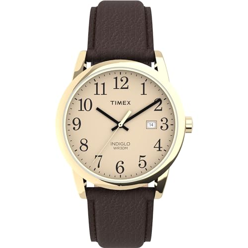 Timex Men's TW2P75800 Easy Reader 38mm Brown/Gold-Tone/Cream Leather Strap Watch