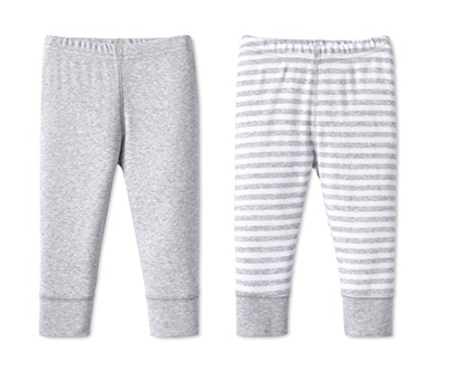 Lamaze Baby Unisex Organic Essentials 2 Pack Pants,Gray Stripe,18M