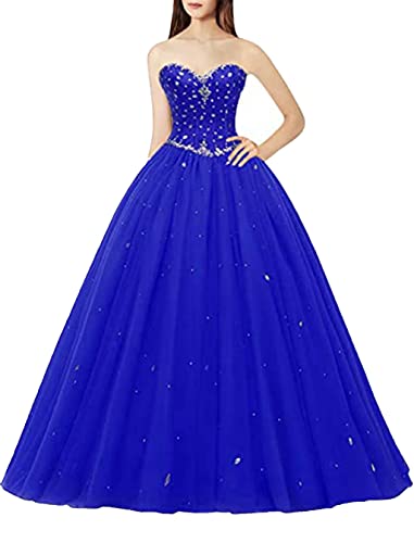 Likedpage Women's Sweetheart Ball Gown Tulle Quinceanera Dresses Prom Dress (US12, Royal Blue) … …