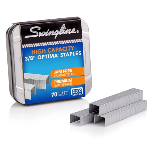 Swingline Staples, Premium High Capacity for Desktop Staplers, 3/8' Length, 125/Strip, 2500/Box, Jam Free, Optima (35550)