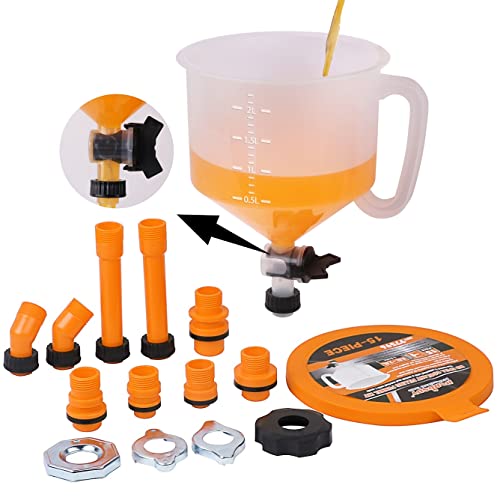 HORUSDY No-Spill Coolant Funnel Kit,Spill Proof Funnel Bleeder with Adapters.Universal Fitment