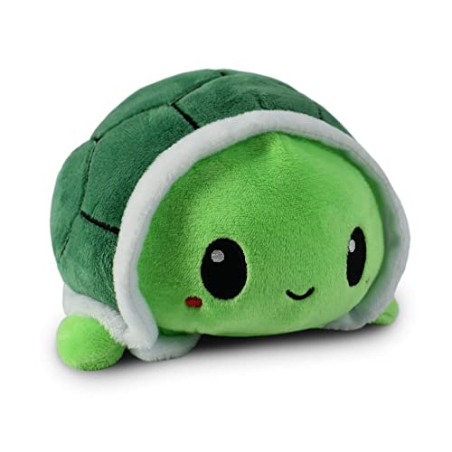 TeeTurtle - The Original Reversible Turtle Plushie - Green - Cute Sensory Fidget Stuffed Animals That Show Your Mood 4 inch