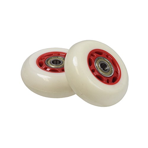 Alvey 68 mm Wheels with Bearings for Razor RipStik RipSter, RipStik RipSter DLX, & Sole Skate (Set of 2) (White Wheel Red Hub)