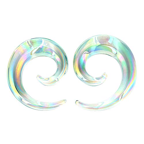 Oyaface 2 PCS Glass Ear Tapers Plugs 12MM(1/2') Clear Handmade Hanger Gauges Piercing Jewelry Set