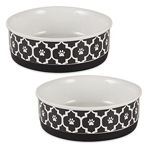 Bone Dry Lattice Collection Pet Bowl & Canister, Medium Set, 6x2 inches, Black, 2 Piece