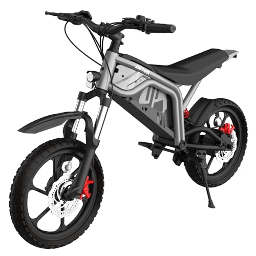 Gotrax Astra Electric Dirt Bike, 16' Pneumatic Tires, Max 16 Mile and 15.5Mph Speed Power by 350W Brushless Motor, Dual Suspension & Disc Brake, Electric Dirt Motorcycle for 8+ Years Old, Black