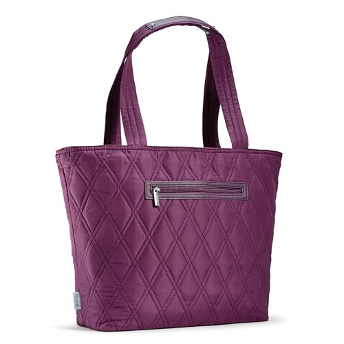 Fit & Fresh Metro Tote 2-in-1 Work Tote Bag For Women, Quilted Tote Bag, Travel Bag & Insulated Lunch Bag - Large Laptop Tote Bag For Women With Two Zipper Pockets For Work, Travel, Beach