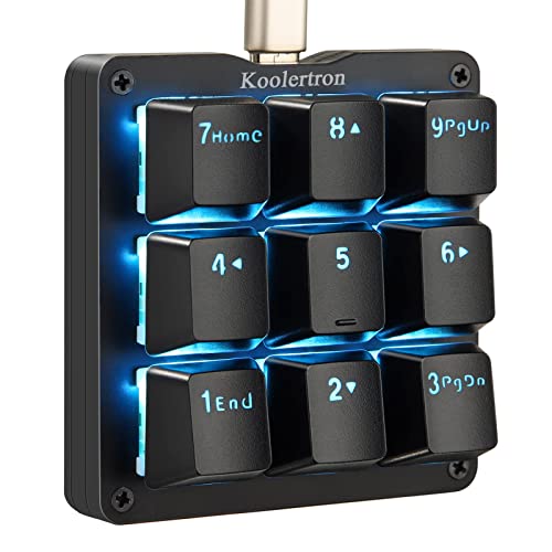 Koolertron Mechanical Numpad Macro Keyboard, 9-Key Numeric Keypad LED Backlit Gaming Keyboard, Fully Programmable Number Pad Keyboard, Computer High Ground Mechanical Macro Number Keypad