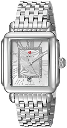 MICHELE Women's MWW06T000141 Deco Madison Analog Display Swiss Quartz Silver Watch