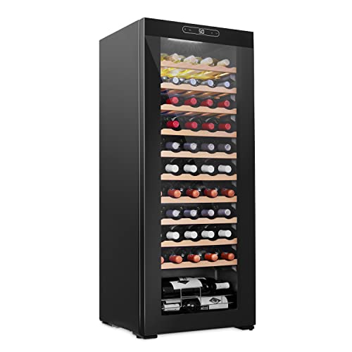 Schmecke 55 Bottle Compressor Wine Cooler Refrigerator | Large Freestanding Wine Cellar | 41f-64f Digital Temperature Control Wine Fridge For Red, White, Champagne or Sparkling Wine - Black