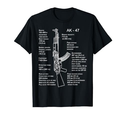 AK-47 T-Shirt TShirt Shirt AK-47 Blueprint T-Shirt