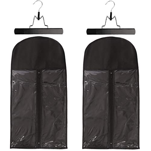 2 Pack Hair Extension Storage Bag Hair Extension Hanger Strong Holder Dust-Proof Portable Suit with Transparent Zip Up Closure- Lightweight, Waterproof and Portable (Black)