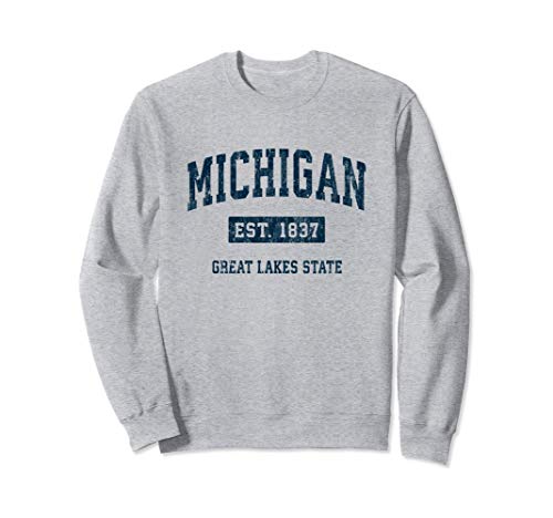 Michigan Vintage Athletic Sports Design Navy Print Sweatshirt