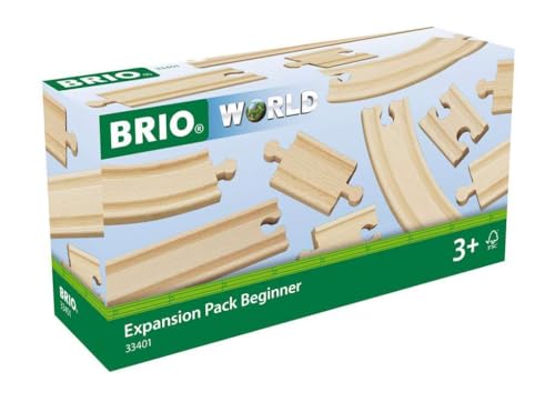 Brio World - 33401 Beginner's Expansion Pack | 11 Piece Wooden Train Tracks for Kids Ages 3 and Up