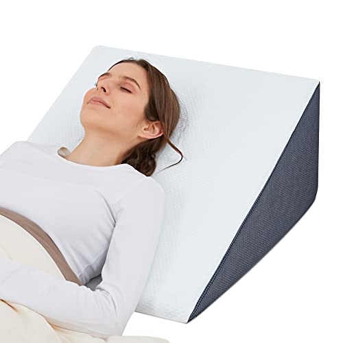Touchutopia Bed Wedge Pillow for Sleeping, 10' 24' 24' Triangle Pillow Wedge, Cooling Memory Foam Top, Elevated Support Wedge Pillow - Removable Washable Cover