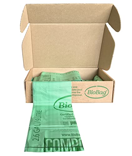 BioBag (USA), The Original Compostable Bag, 2.6 Gallon, 100 Total Count, 100% Certified Compostable Kitchen Food Scrap Bags, Kitchen Compost Bin Compatible