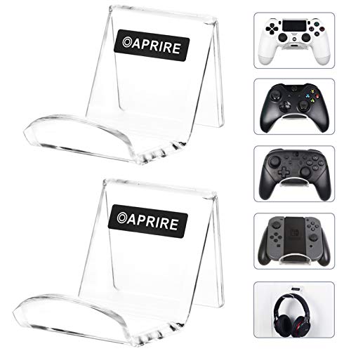 OAPRIRE Universal Controller Holder Wall Mount 2 Pack, Acrylic Controller Stand Gaming Accessories with Cable Clips, Build Your Game Fortresses (Clear)