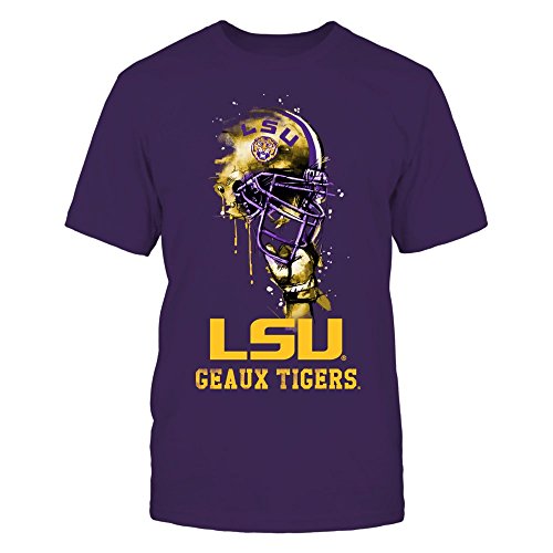 FanPrint LSU Tigers T-Shirt - Rising Helmet - Men's Tee/Purple / 2XL