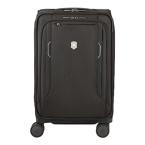 Victorinox Werks Traveler 6.0 Softside Frequent Flyer Carry-On - Expandable Spinner Luggage for Travel Essentials - Includes Integrated USB Cable - 32 Liters, Black