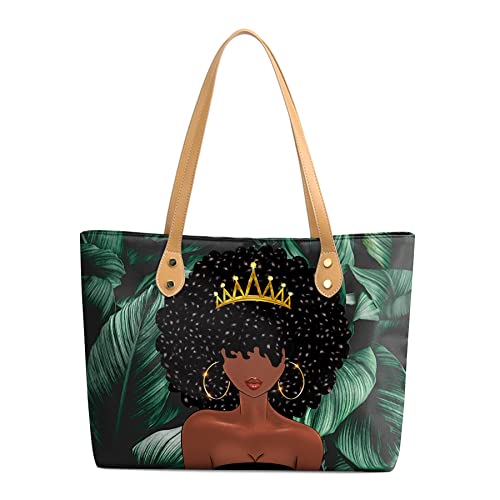 FZNHQL Black Women Tote Bags Trendy 2022 African American Melanin Girls Handbag Shoulder Bags Beach School Work Bag