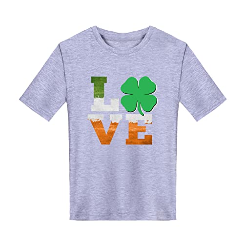 St Patricks Day Baby Girl Outfit Letter Printed Pullover Tops Short Sleeve T Shirt Spring Summer Clothes Grey