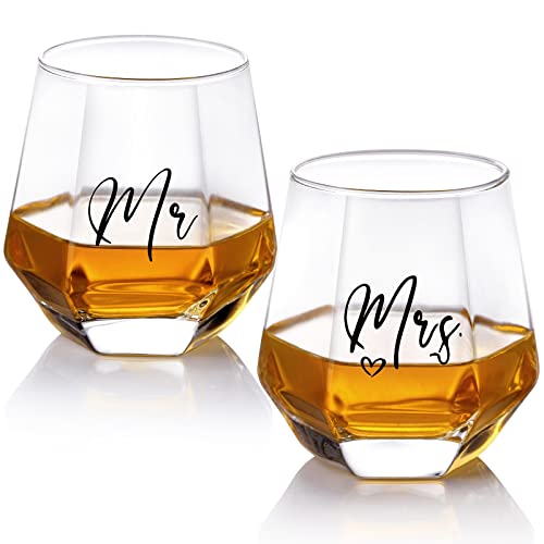 Along Journey Mr and Mrs Wine Glasses Gifts,Wedding Gifts for Bride and Groom -Gifts for Bridal Shower Engagement Wedding and Married Anniversary-His & Hers, Engagement Gift