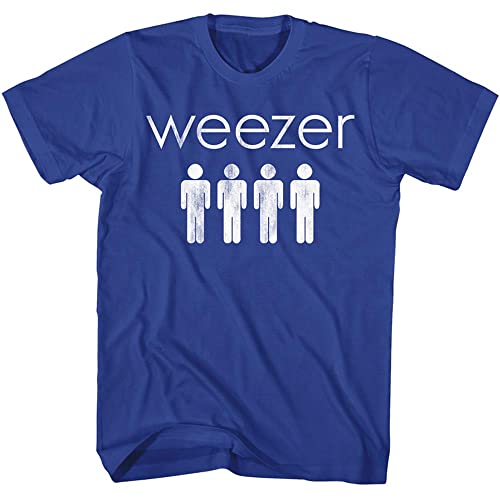 Weezer Rock Band Four Dudes Adult Short Sleeve T-Shirts Graphic Tees Blue