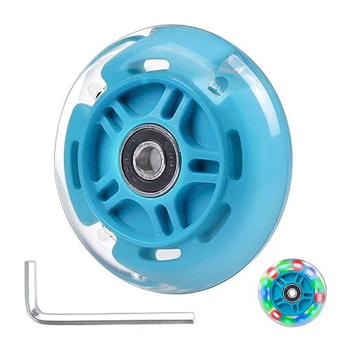 Gladeer 1-Pack 80mm Light Up Scooter Wheel Rear Colorful Led Flashing Replacement Wheel for 3-Wheeled Kid Scooter (Blue)