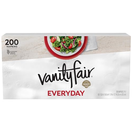 Vanity Fair Everyday Paper Napkins, 200 Count, Disposable Napkins Made Soft And Smooth For Everyday Meals