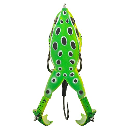 LUNKERHUNT Prop Frog Fishing Lure for Bass Fishing | Realistic Frog Lure with Prop Action (Leopard) | Trout and Pike Bait, Freshwater Lure with Hollow Body, Weedless Hooks