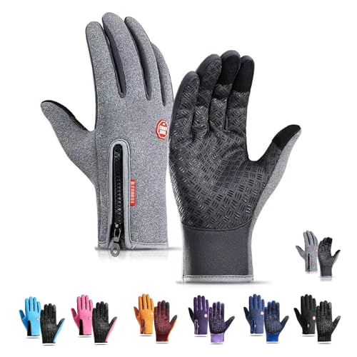 AILLAUS Bemmeful Gloves, Bemmeful Thermal Gloves Touchscreen Winter Gloves, Warm Cold Weather Mountain Bike Hiking Gloves (Grey, Large)