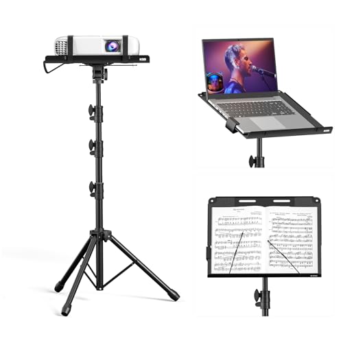 KDD Projector Stand - Music Stand Tripod with Adjustable Height from 23' to 63' - DJ Racks Holder Mount with 360° Rotation - Laptop Floor Stand for Office, Home, Stage, Studio
