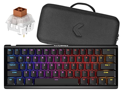 KINESIS Gaming TKO Mechanical Keyboard | Tactile Brown Switches | 60% Layout | Split Spacebar | Hotswap | PBT Keycaps | Aluminum Body | SF Shock Limited Edition Travel Case