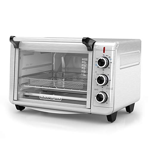 BLACK+DECKER 6-Slice Crisp 'N Bake Air Fry Toaster Oven, TO3215SS, 5 Cooking Functions, 60 Minute Timer, Stainless Steel